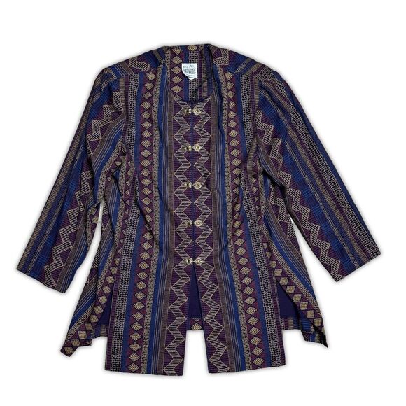 Vintage R&M Richards By Karen Kwong Clasp Closure Tunic Sz 18 Long Sleeve Top - Picture 1 of 9